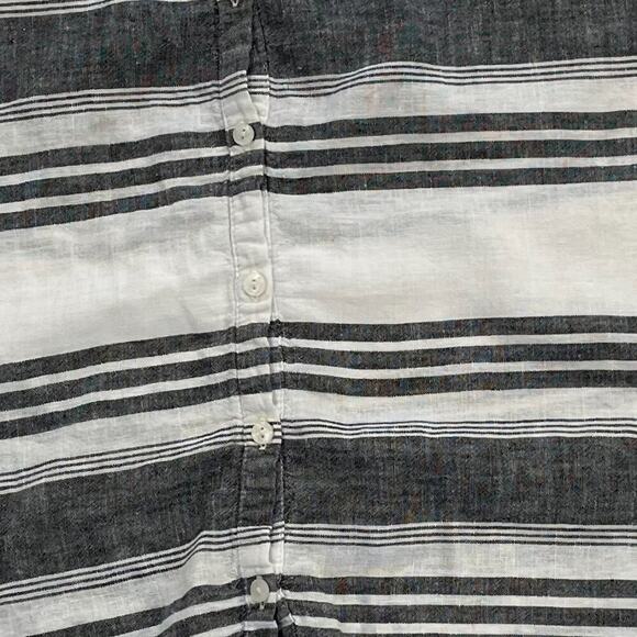 Old Navy Black & White Stripe Sleeveless Button Down Linen Tunic, Size L - Picture 4 of 12